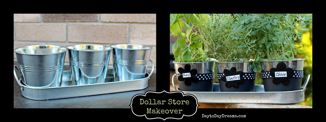 Herb Pots  - Dollar Store Makeover-  daytoDayDreams.com