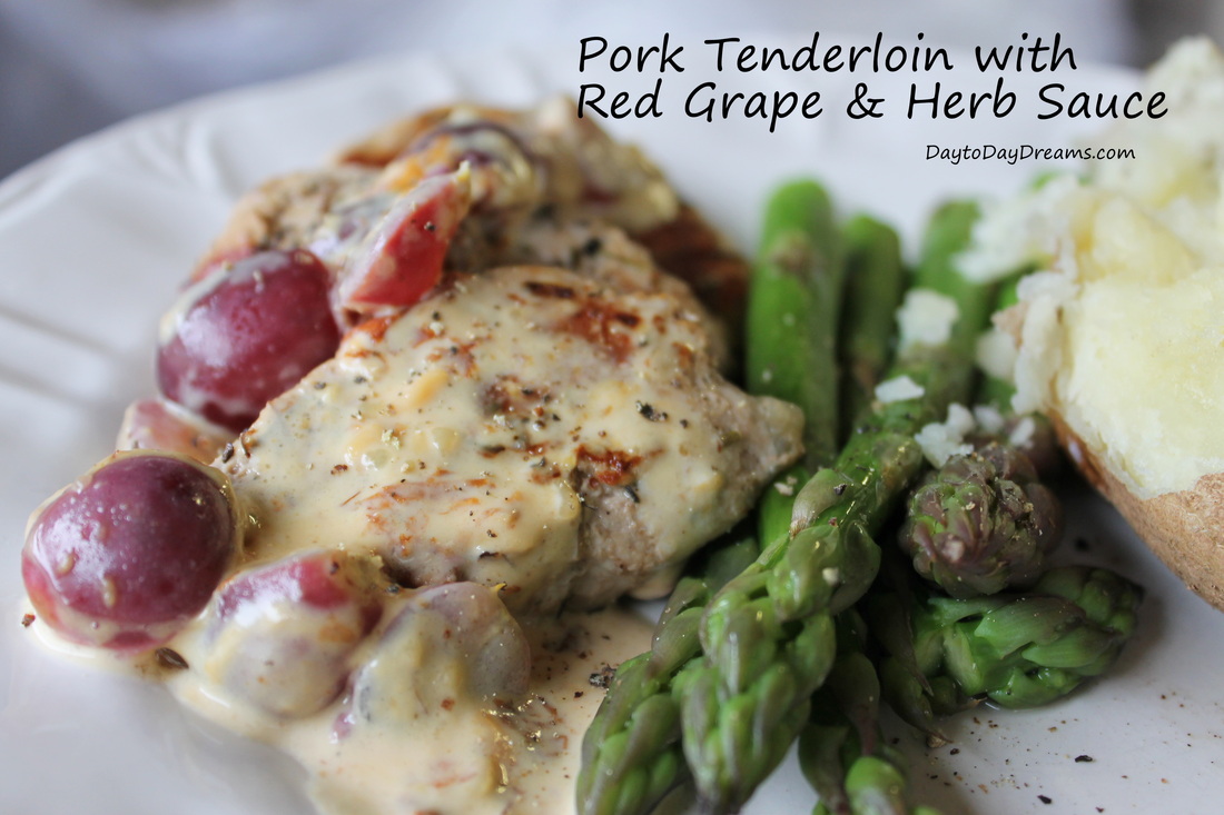 Pork Tenderloin with Red Grape & Herb Sauce DaytoDayDreams.com