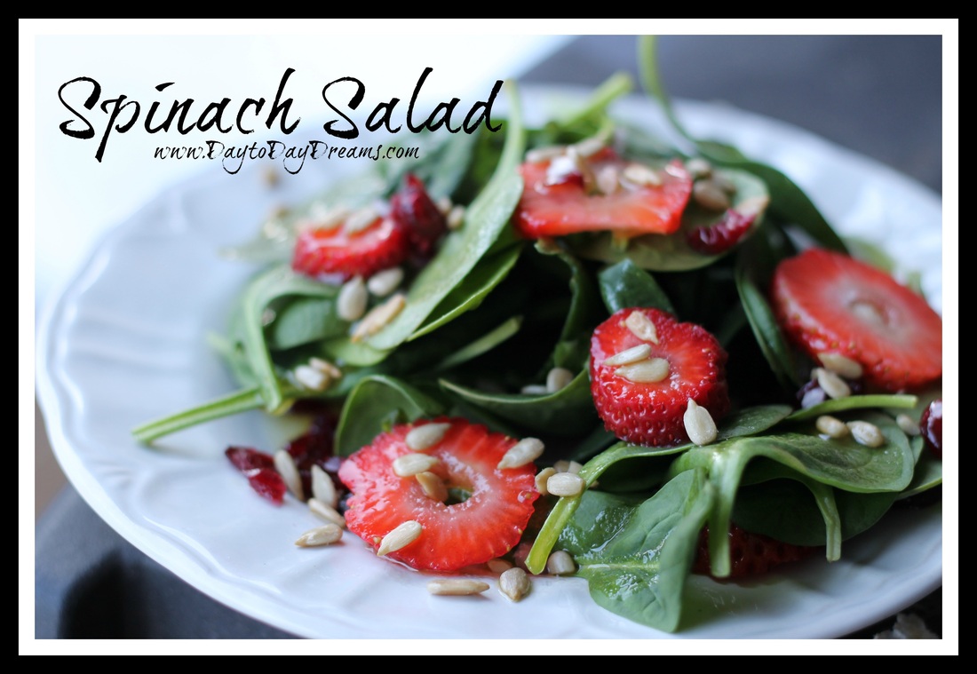 Spinach Salad - Yummy!  www.DaytoDayDreams.com