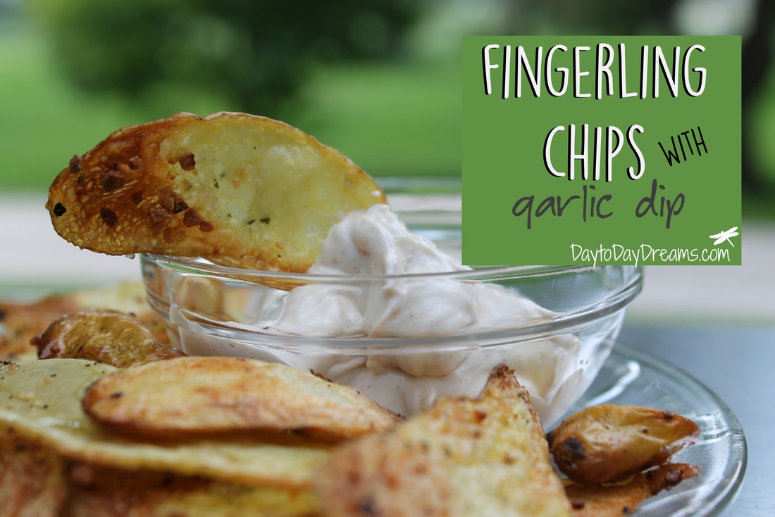 Fingerling Chips with garlic dip